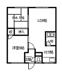 山晃マンション 2LDKの間取図画像