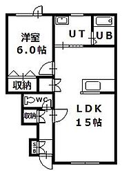 ル・レーヴ 1LDKの間取図画像