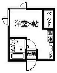 大野ハイツ ワンルームの間取図画像