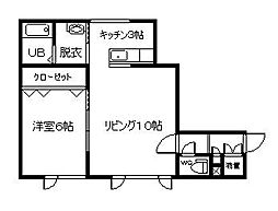 カームヒルズ 1LDKの間取図画像