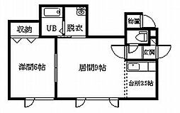 フォートゥーン 1LDKの間取図画像