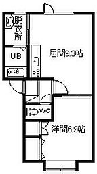 CoCo旭岡 1DKの間取図画像