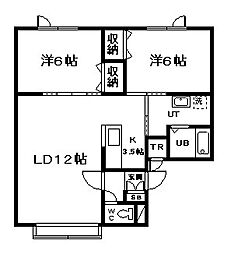 グルックハイム 2LDKの間取図画像