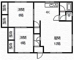 アラモアナ豊岡B 2LDKの間取図画像
