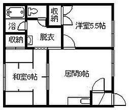リバーシティ 2DKの間取図画像