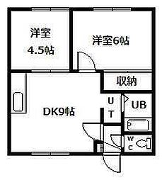 メゾン・ド・パール 2DKの間取図画像
