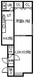 CHERRY6・4 1LDKの間取図画像