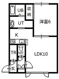 アーチ1 1LDKの間取図画像