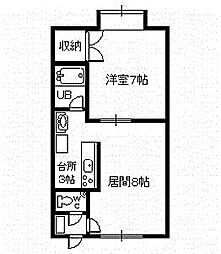 ロイヤルハウス豊岡 1LDKの間取図画像