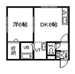 まついハイム2 1DKの間取図画像