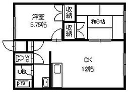 コーポあさひ 2LDKの間取図画像