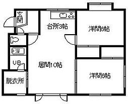 パール1.6 2LDKの間取図画像
