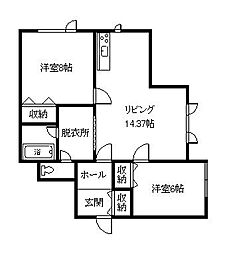 ローズガーデンA 2LDKの間取図画像
