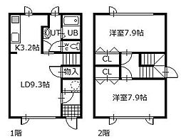 14コーポ 2LDKの間取図画像