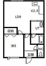 Kiハイツ 1LDKの間取図画像