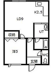 Kiハイツ 1LDKの間取図画像
