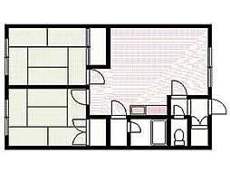 豊岡一三ハイツ 2LDKの間取図画像