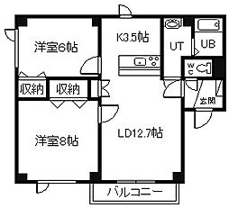 セトル・かわはら 2LDKの間取図画像