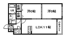 シャンノール山田 2LDKの間取図画像