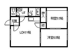 マンションゴールド 2LDKの間取図画像