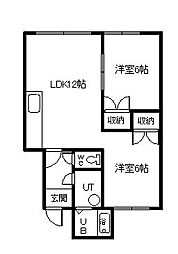 コーポツカサ 2LDKの間取図画像