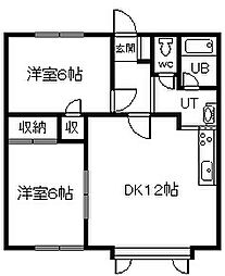 エースハイツ 2LDKの間取図画像