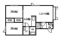 クレア2 2LDKの間取図画像