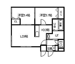 パークヒルズ 2LDKの間取図画像