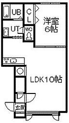 Gaia・B 1LDKの間取図画像