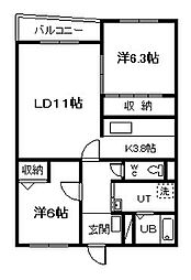 イーストリッチ74 2LDKの間取図画像