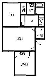 リフェスタ住吉 2LDKの間取図画像