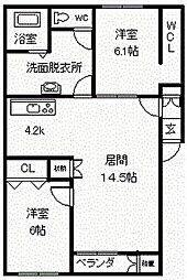 グランデ26 2LDKの間取図画像