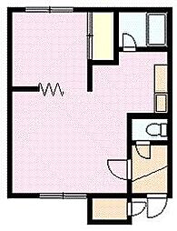 ハイツエルムB棟 1DKの間取図画像