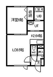 GIROコーポ 1LDKの間取図画像