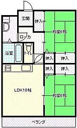 岡田マンション 2LDKの間取図画像