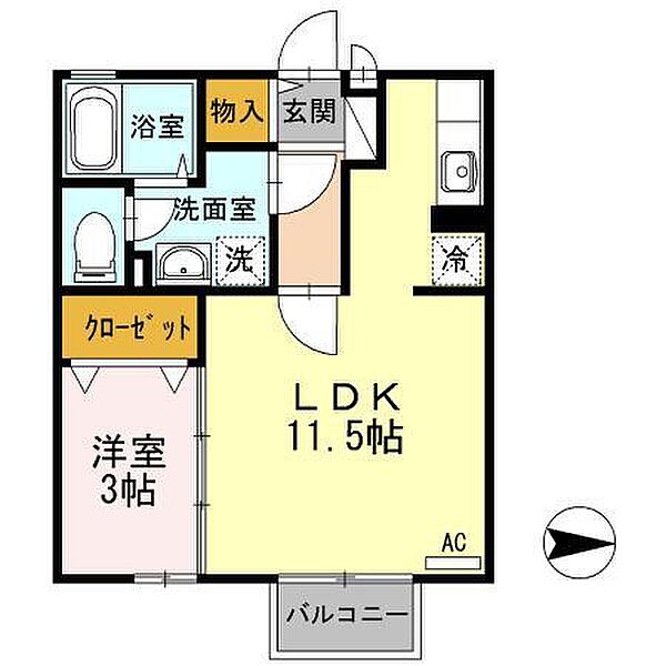 ルミエールI ｜広島県福山市三吉町4丁目(賃貸アパート1LDK・1階・36.74㎡)の写真 その2