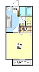 ジュネライフB 1Kの間取図画像