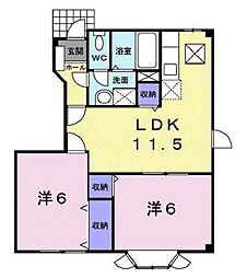 ルミナス・オノ 1階2LDKの間取り