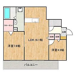FORT RISE 2LDKの間取図画像