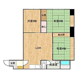 城北マンション 3LDKの間取図画像