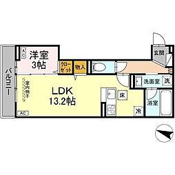 D-residence明神 1LDKの間取図画像