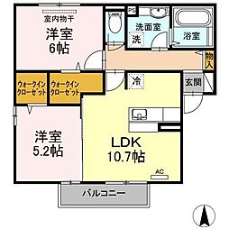 フェリーチェB棟 2LDKの間取図画像