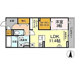 D-ROOMTSUCHIYA 1LDKの間取図画像