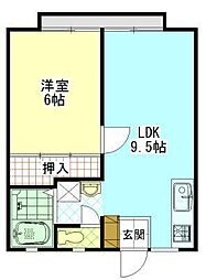 パナハイツ東吉津 1LDKの間取図画像