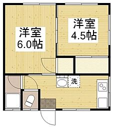 大谷荘 2DKの間取図画像
