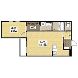 Lien南本庄 1LDKの間取図画像