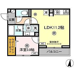 D-residence南蔵王町1丁目E 1LDKの間取図画像