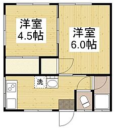 大谷荘 2DKの間取図画像