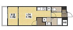 月光福山中央壱番館 1LDKの間取図画像
