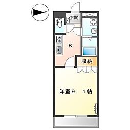 ウィスティリア 1Kの間取図画像